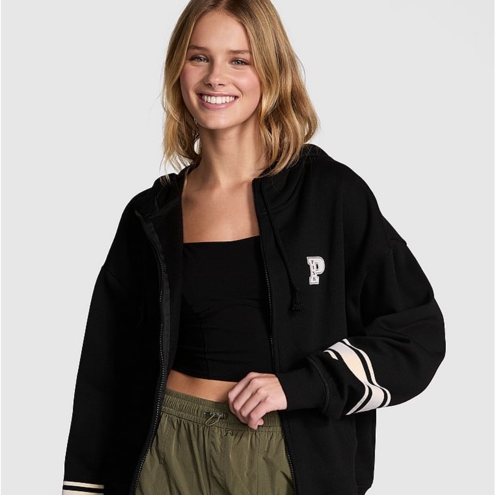NWT SET Victoria’s Secret Ivy Fleece Campus full zip hoodie and matching joggers